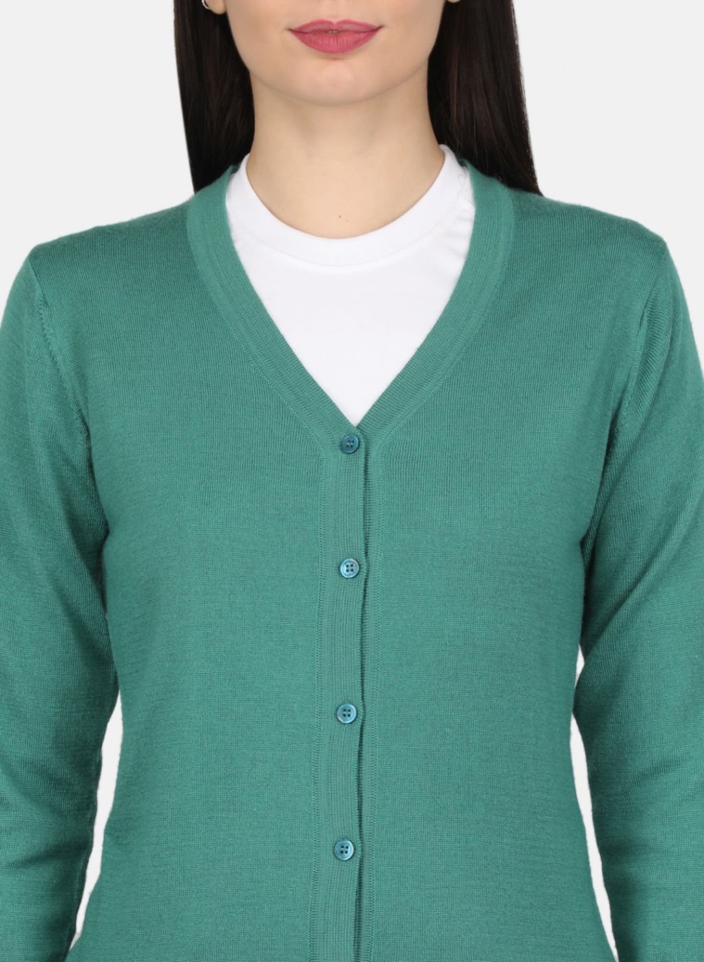 Women Green Solid Cardigan