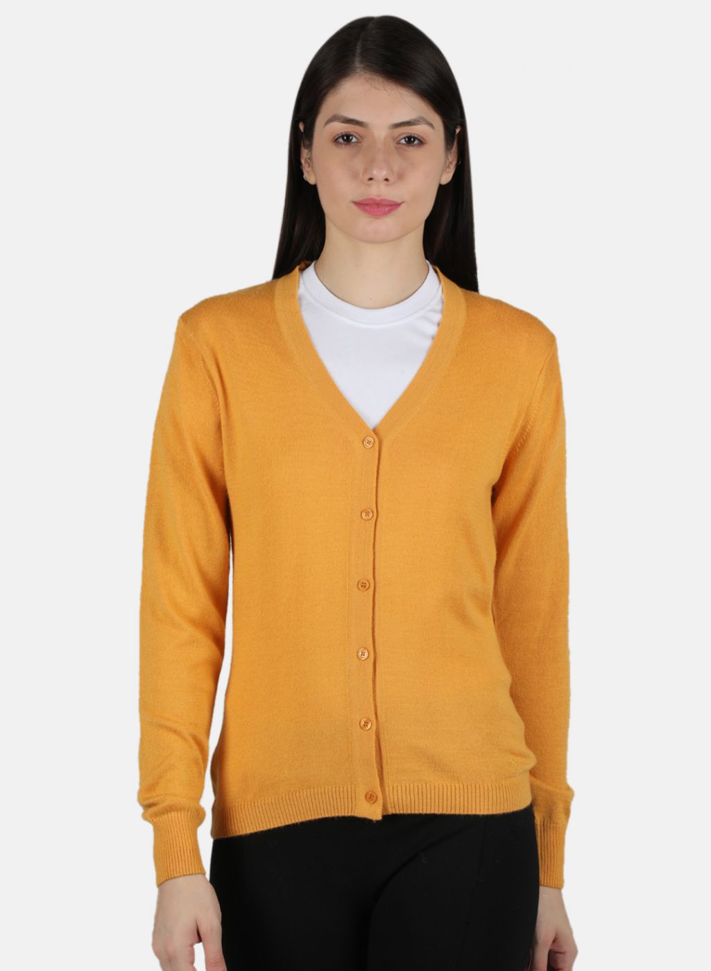 Women Yellow Solid Cardigan