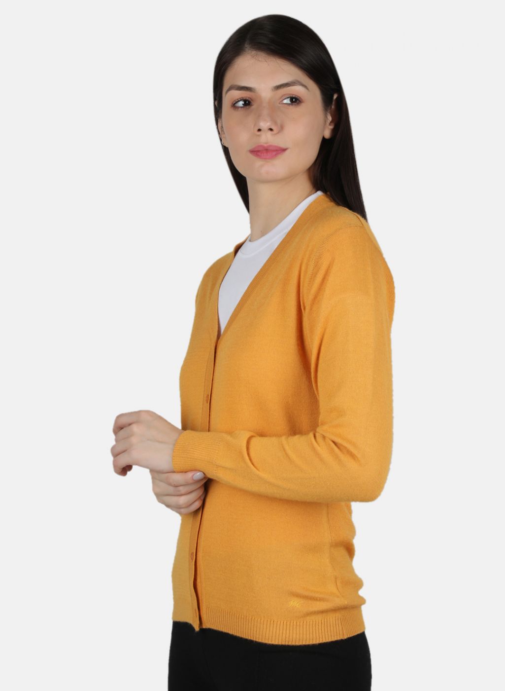 Women Yellow Solid Cardigan