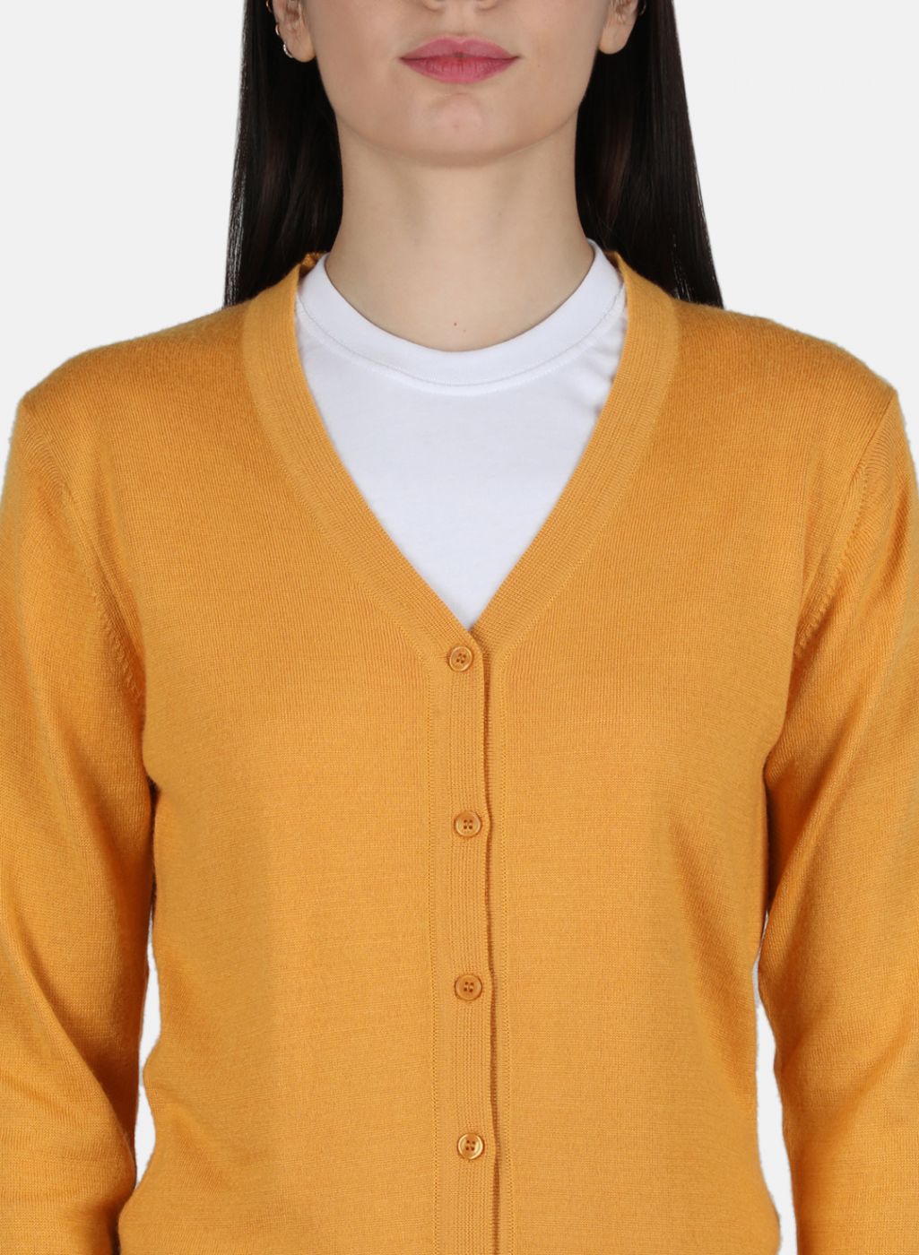 Women Yellow Solid Cardigan