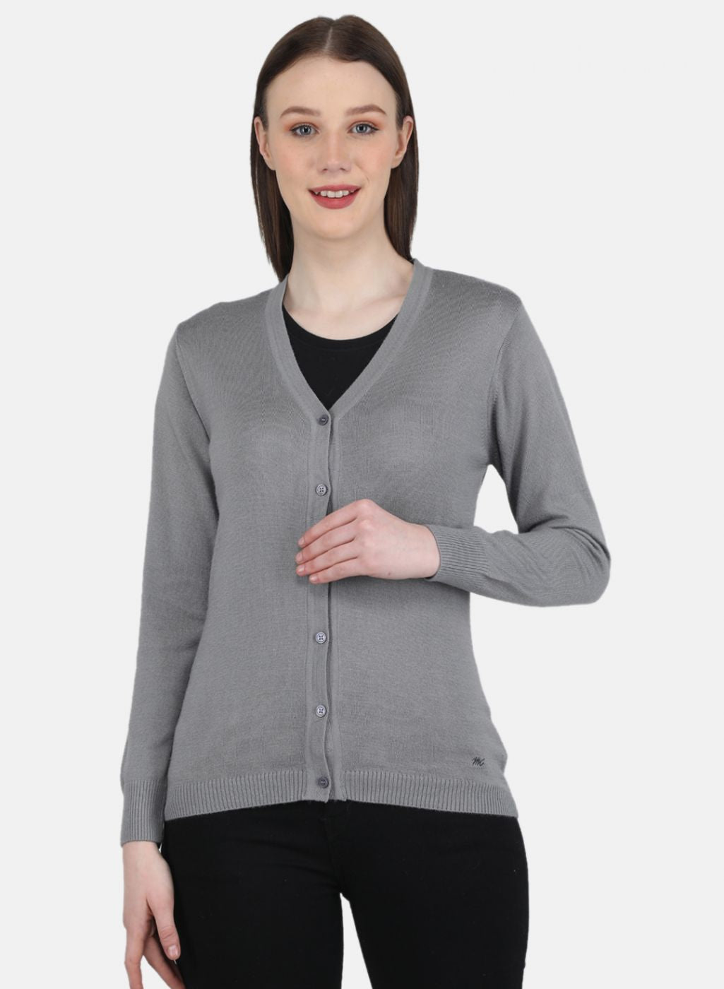 Women Grey Solid Cardigan