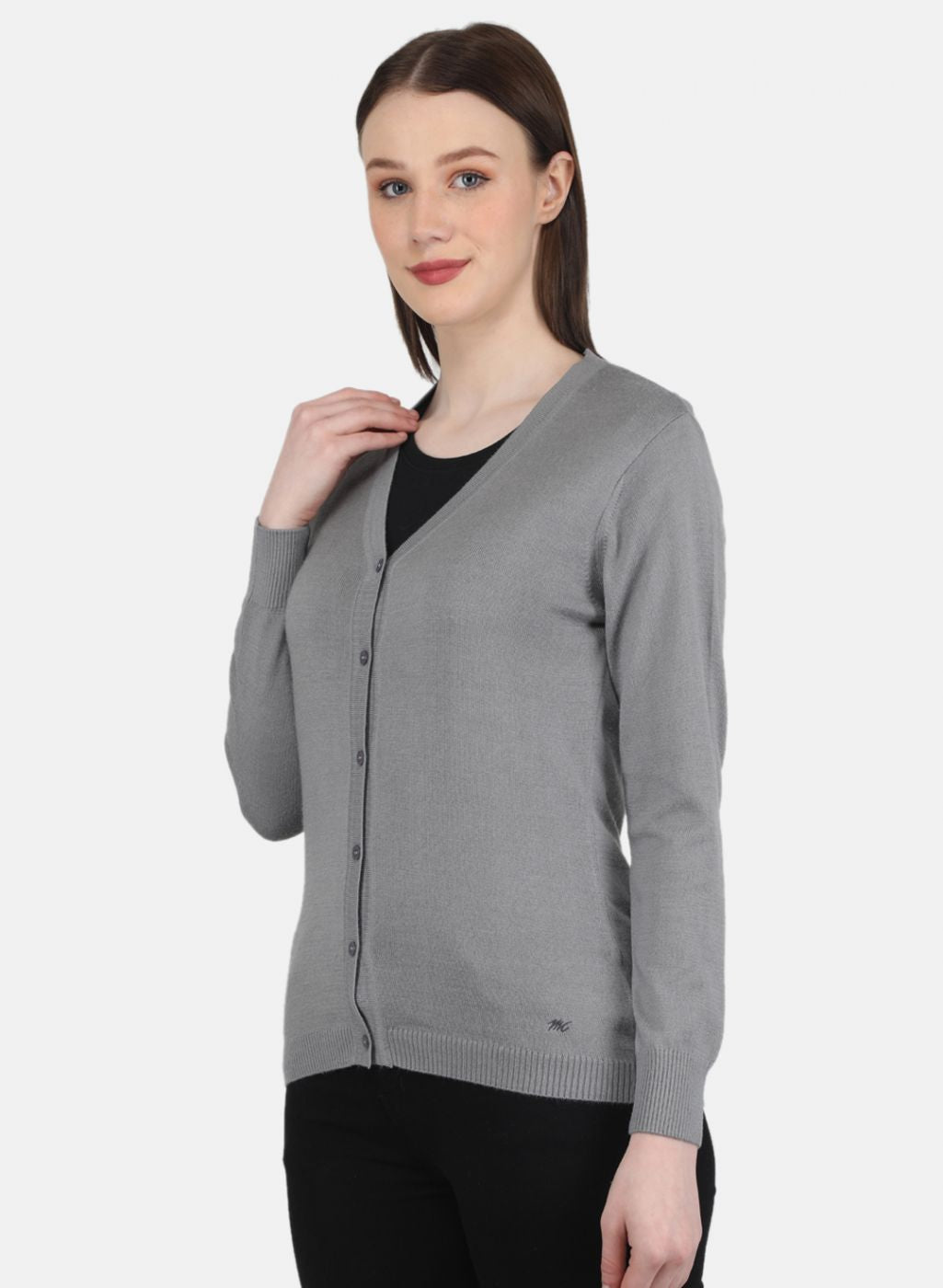 Women Grey Solid Cardigan