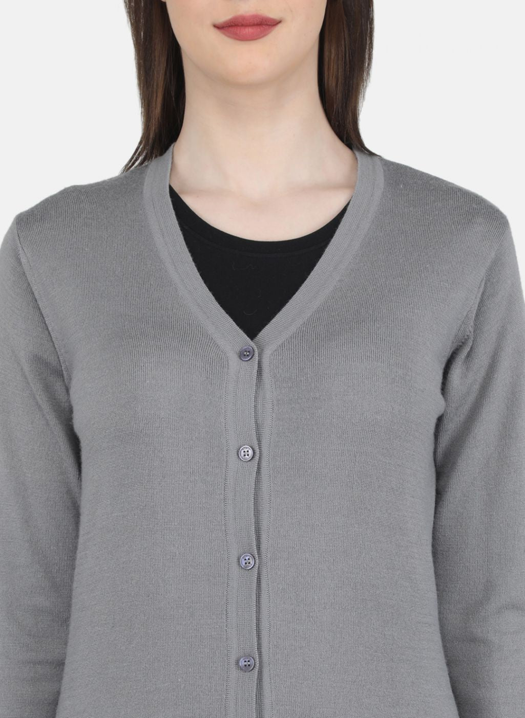 Women Grey Solid Cardigan