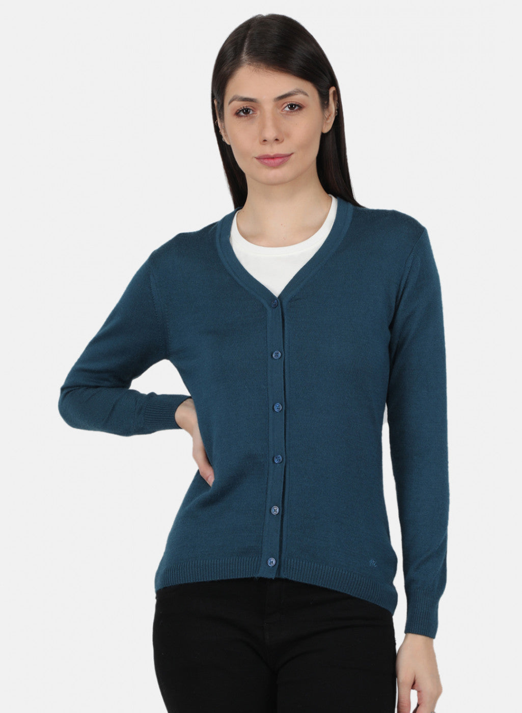 Women Blue Solid Cardigan