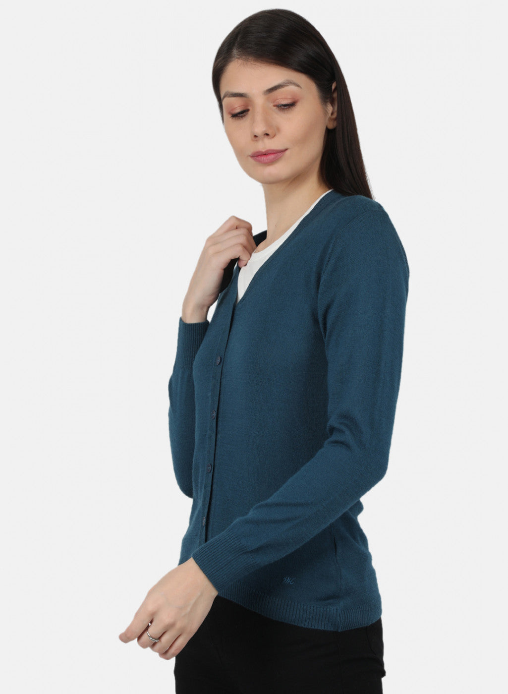 Women Blue Solid Cardigan