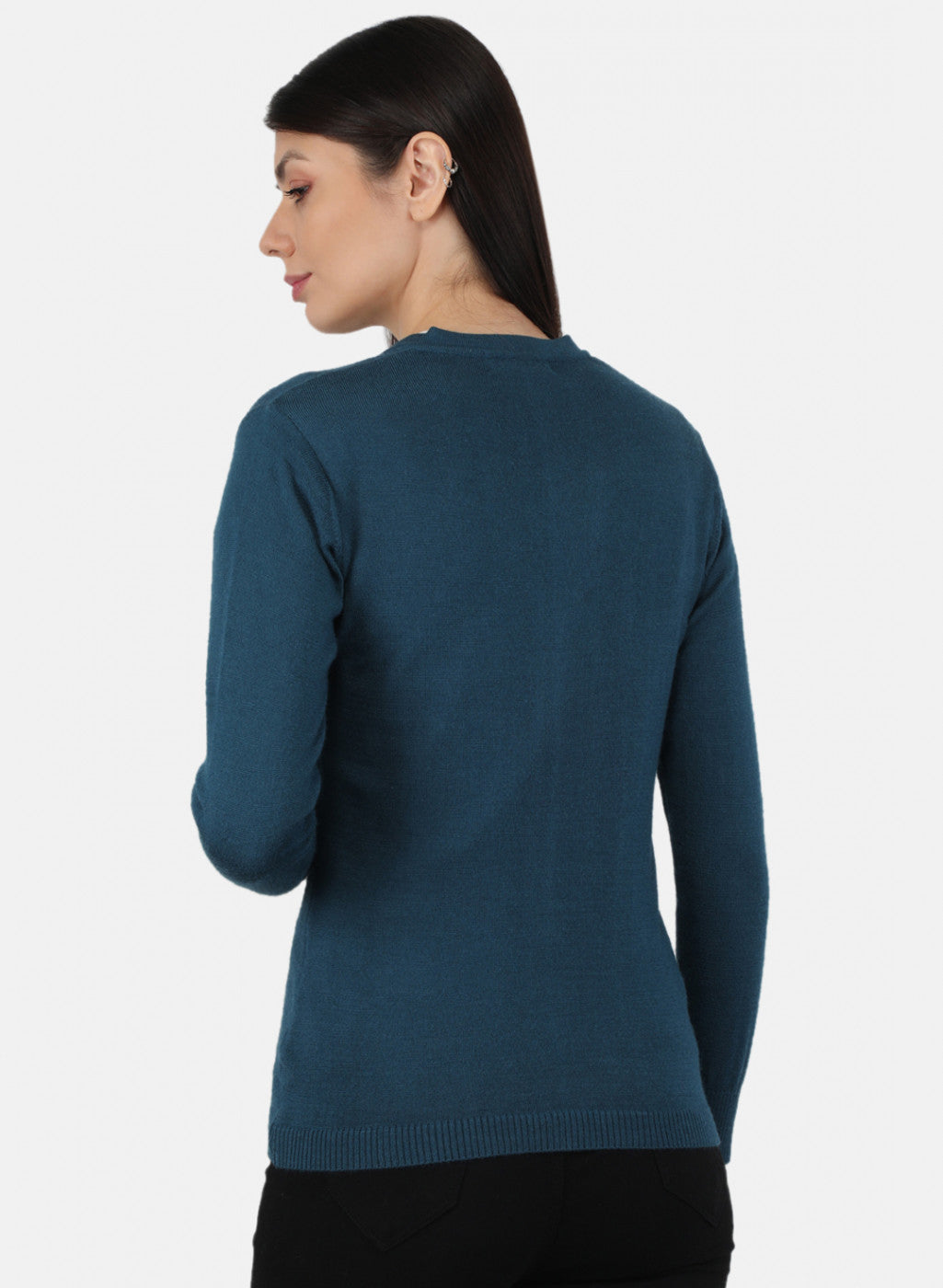 Women Blue Solid Cardigan