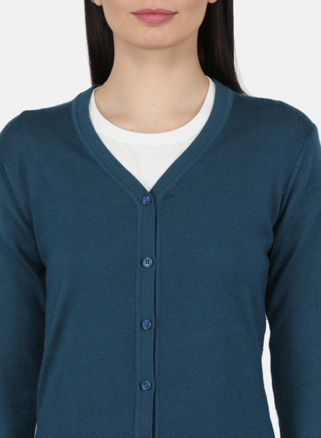 Women Blue Solid Cardigan