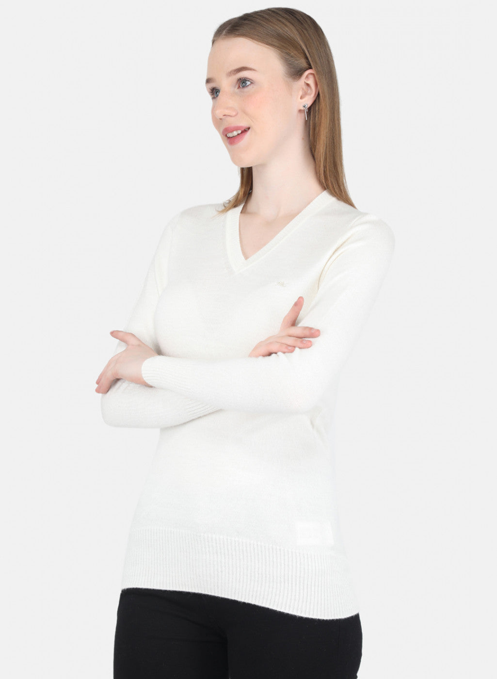 Women White Solid Top