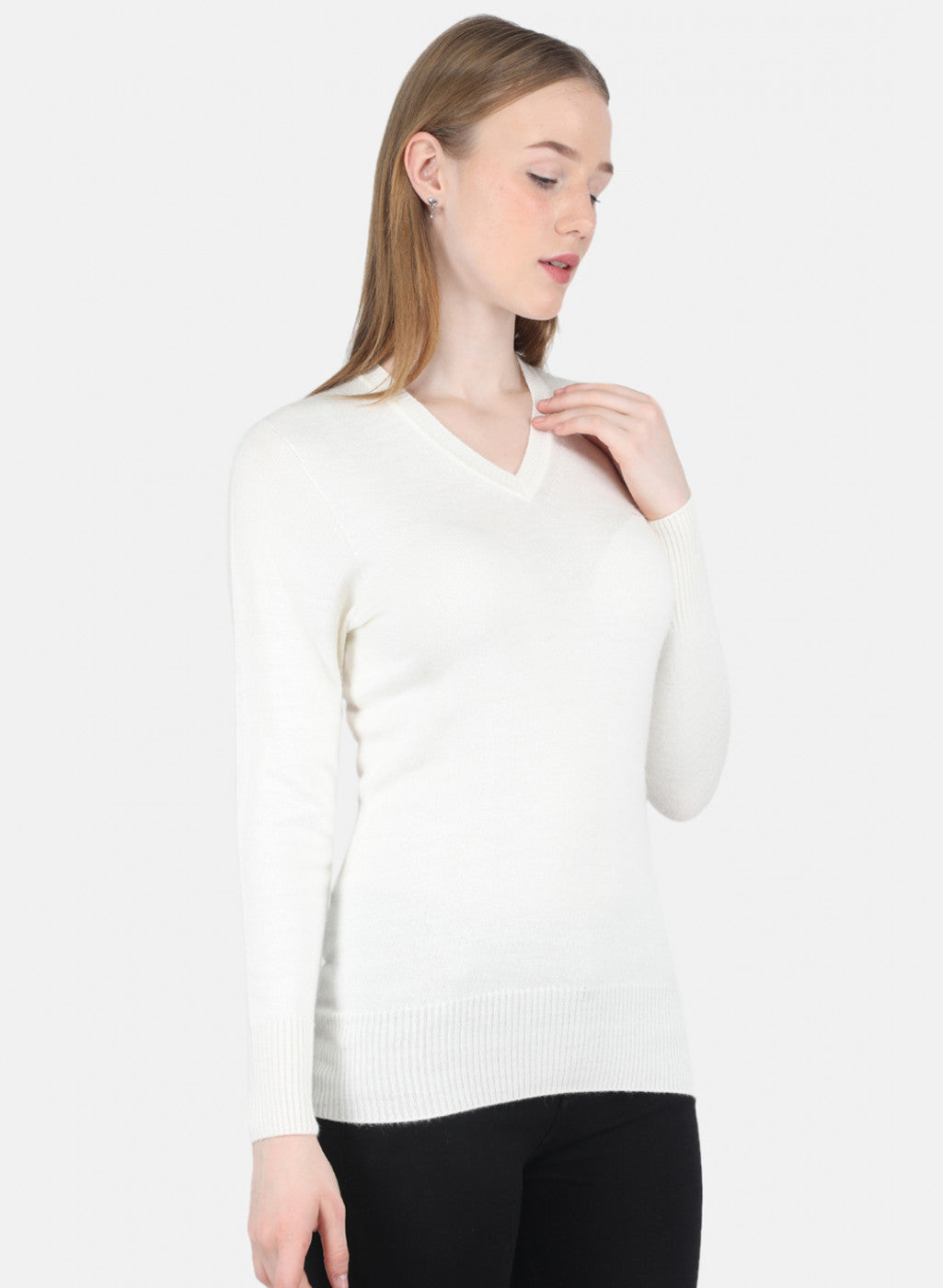 Women White Solid Top