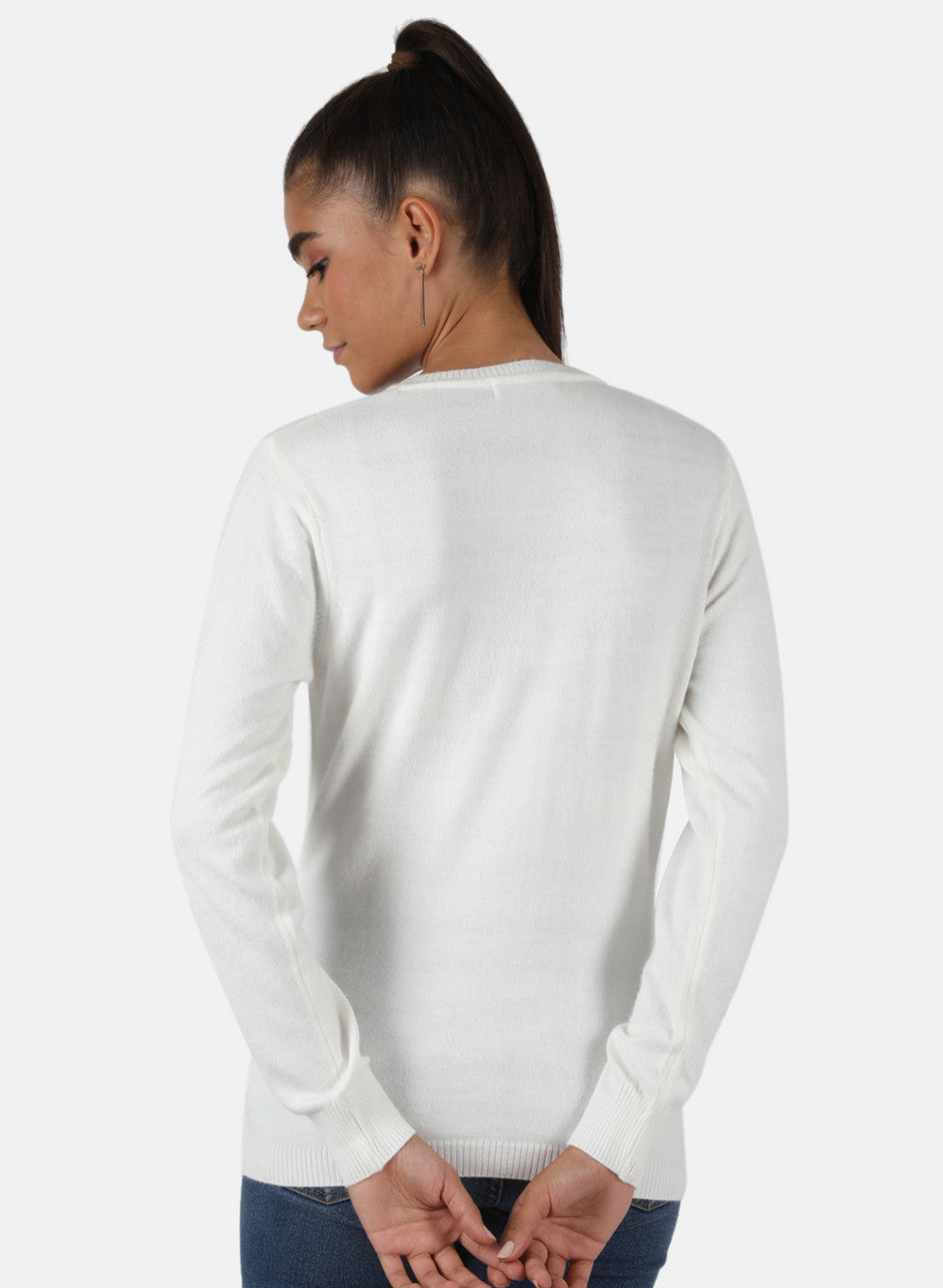 Women White Solid Cardigan