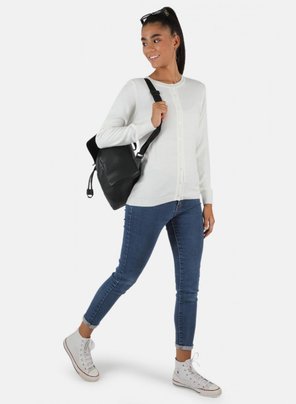 Women White Solid Cardigan