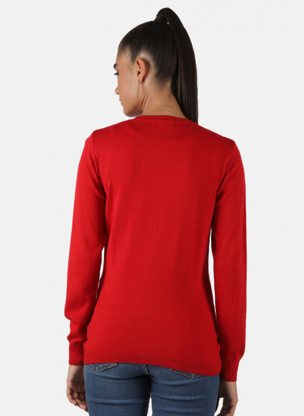 Women Red Solid Cardigan