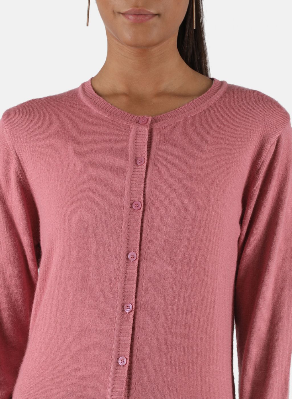 Women Pink Solid Cardigan