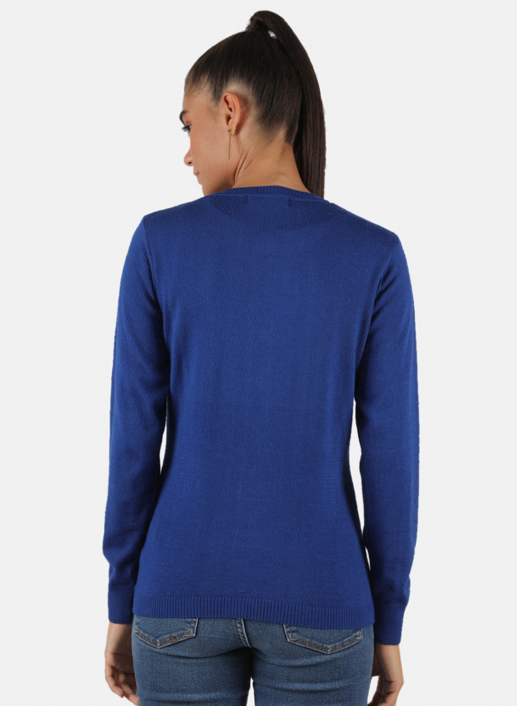 Women Royal Blue Solid Cardigan