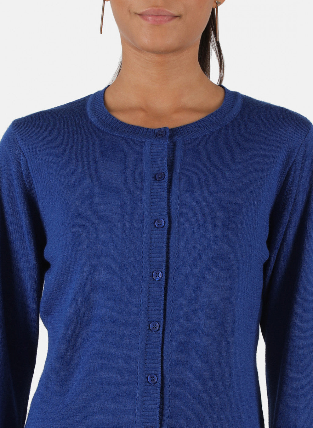 Women Royal Blue Solid Cardigan