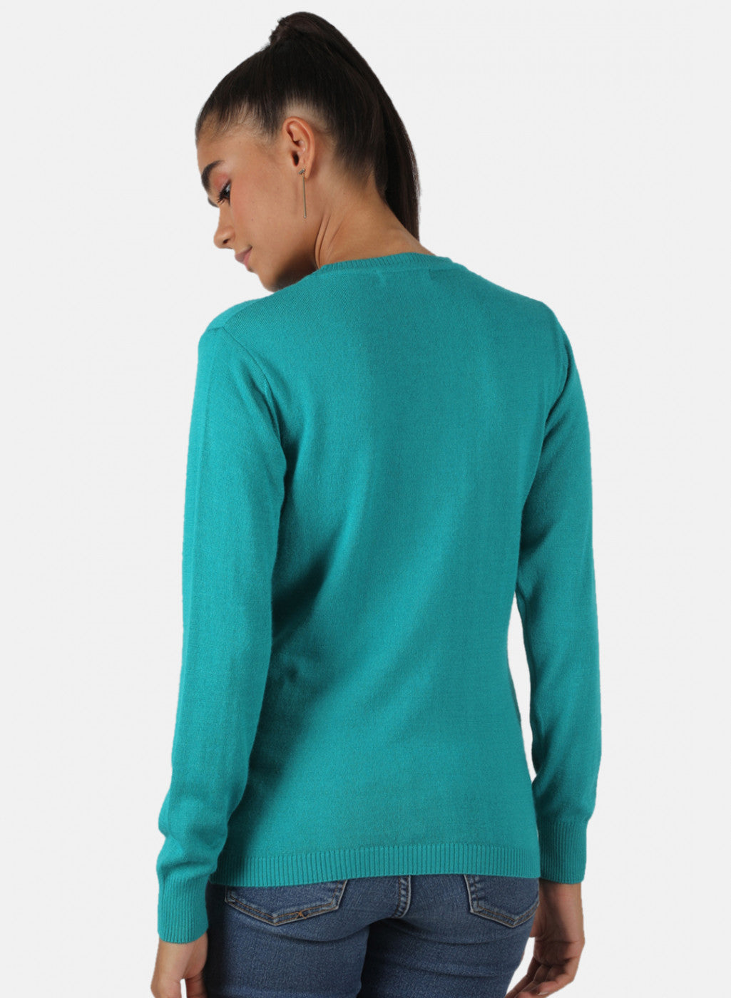 Women Green Solid Cardigan