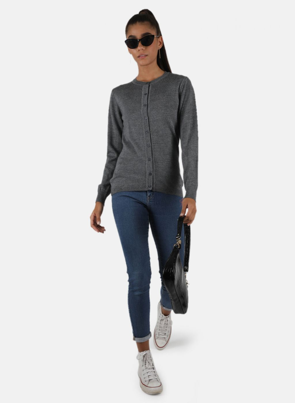 Women Grey Solid Cardigan