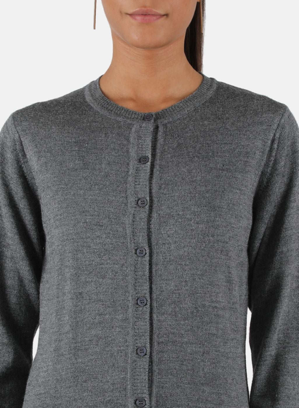 Women Grey Solid Cardigan