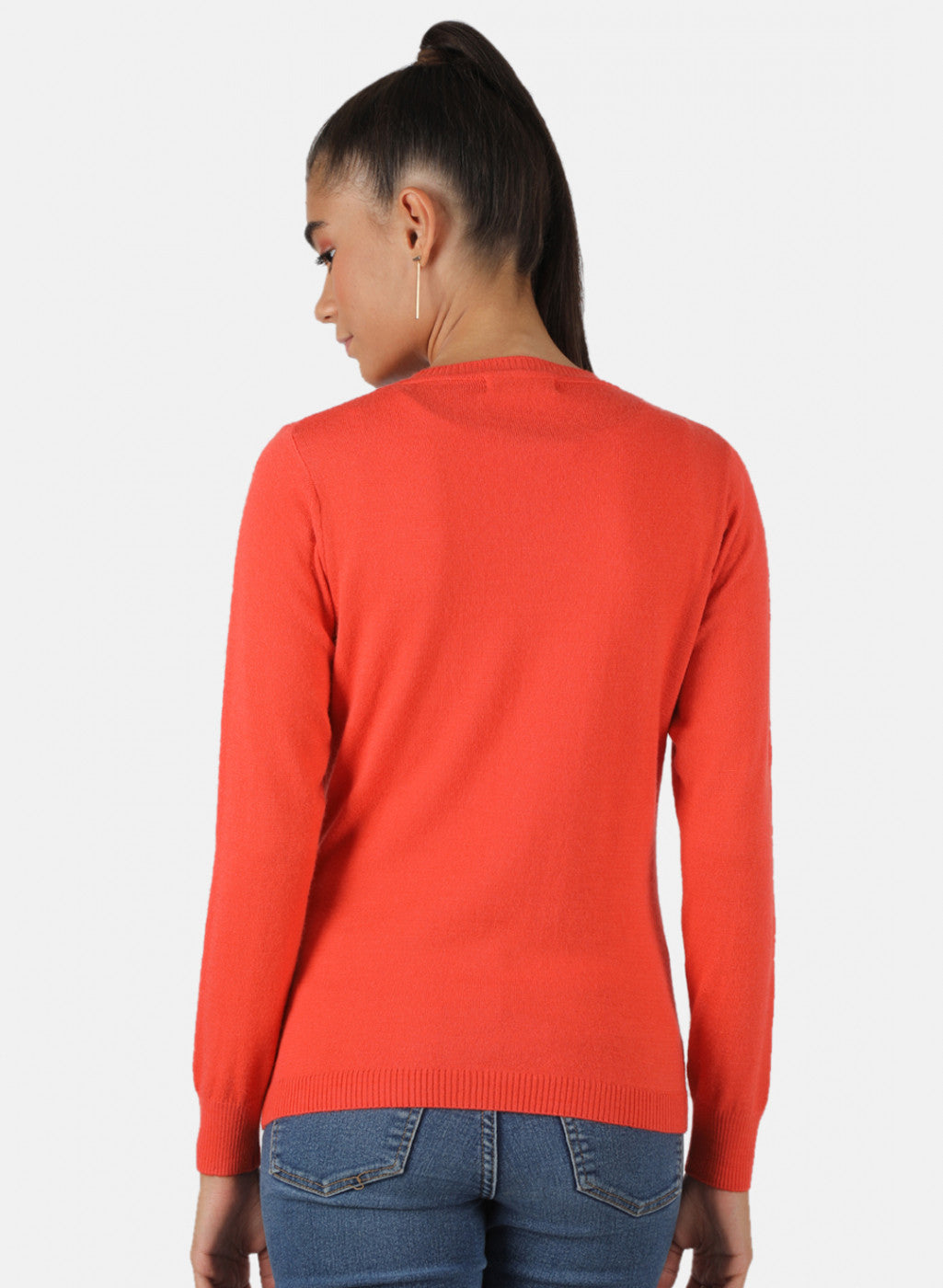 Women Orange Solid Cardigan