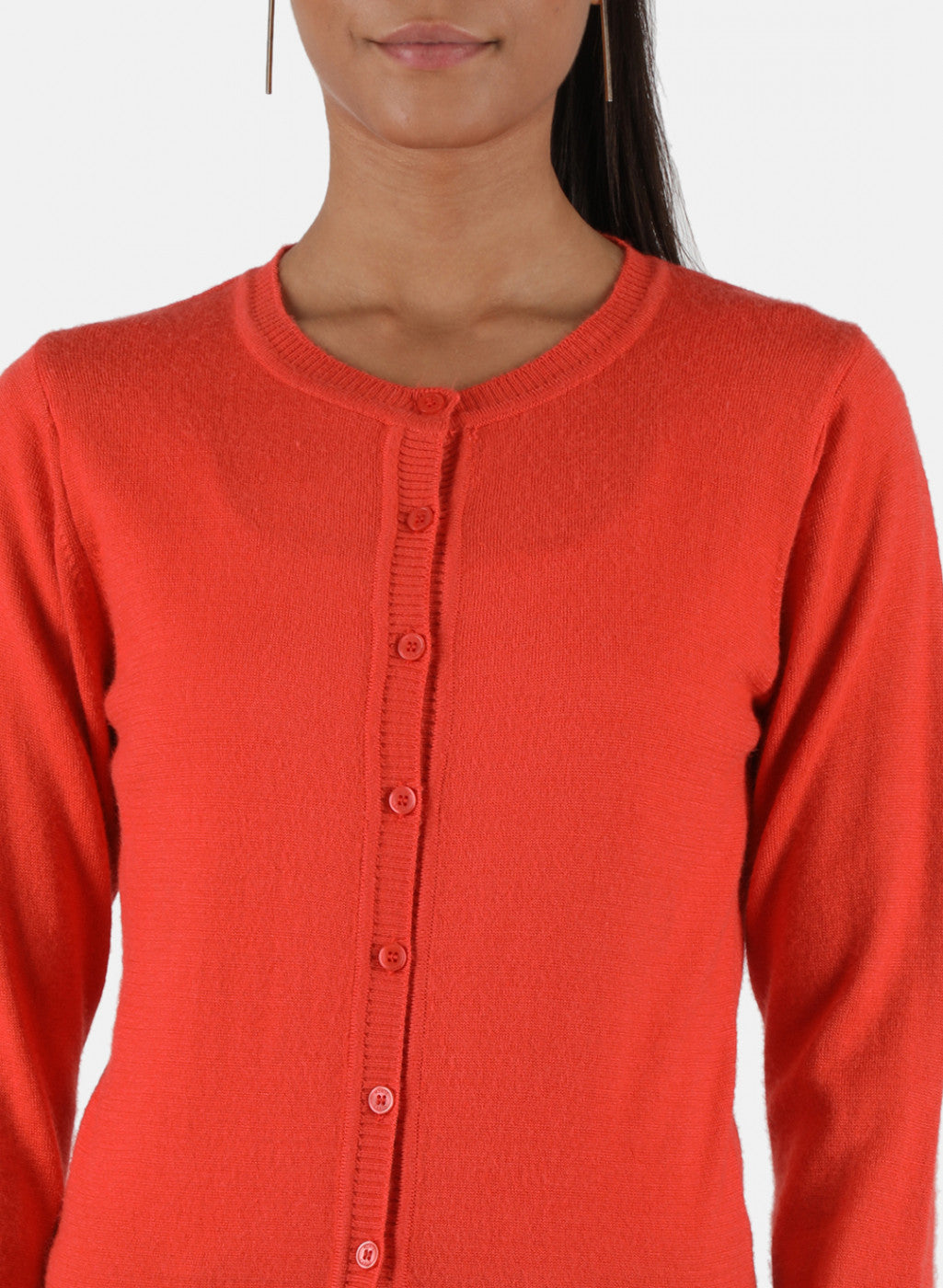 Women Orange Solid Cardigan