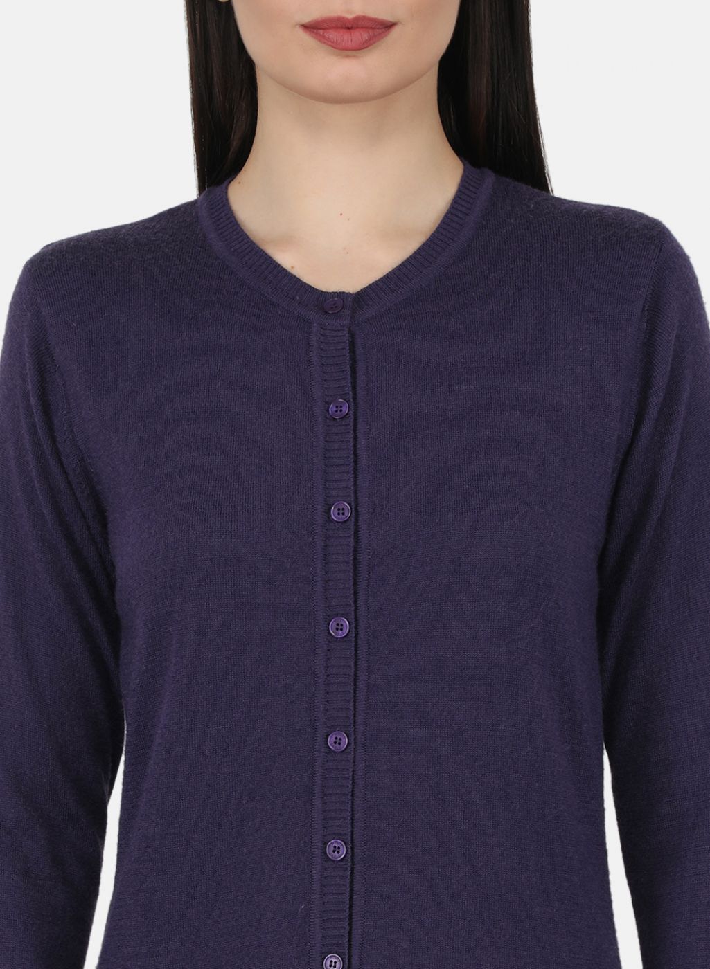 Women Purple Solid Cardigan