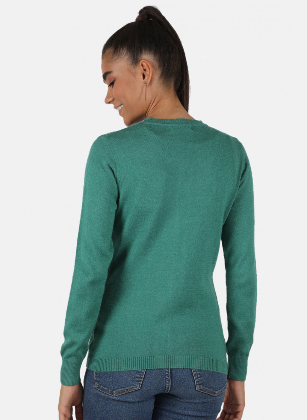 Women Green Solid Cardigan