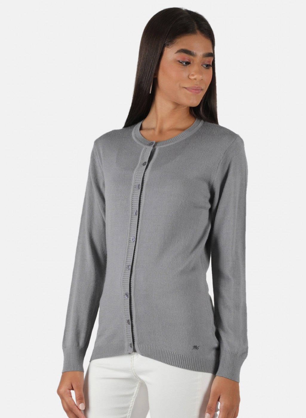 Women Grey Solid Cardigan