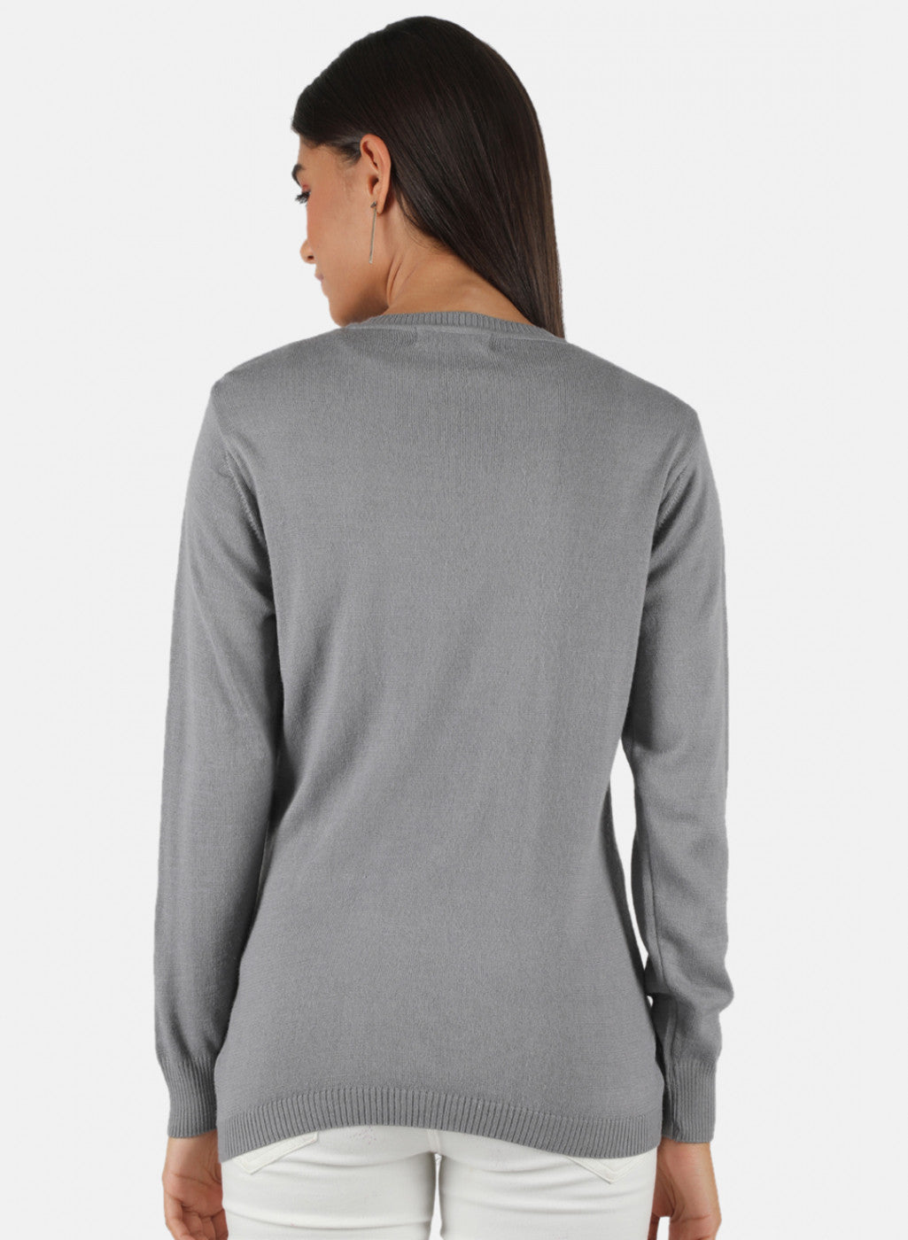 Women Grey Solid Cardigan