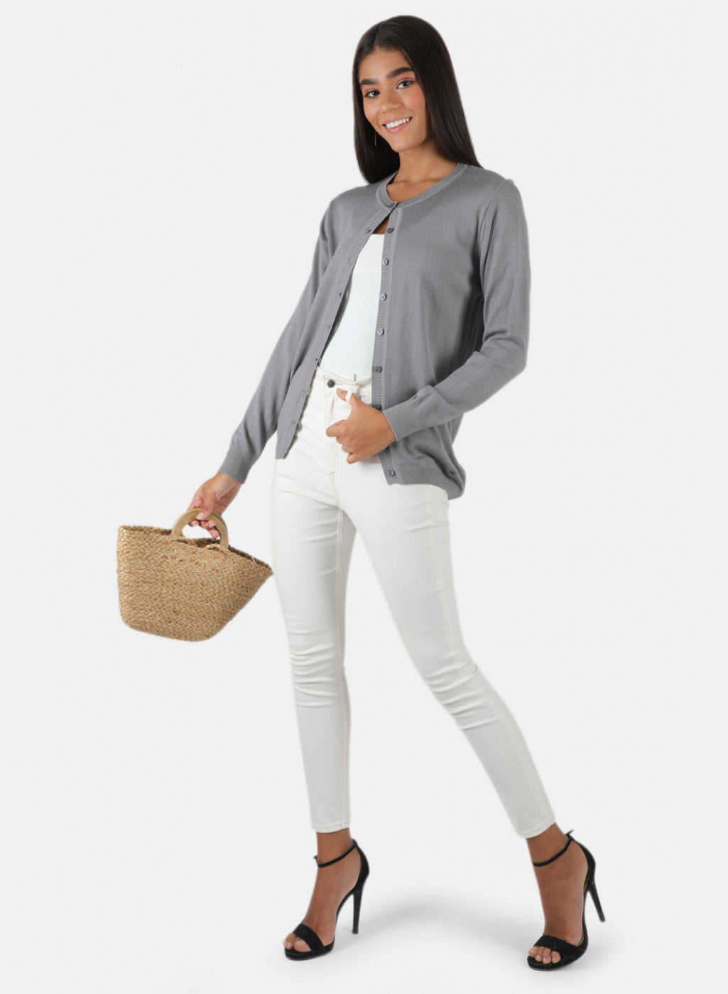 Women Grey Solid Cardigan