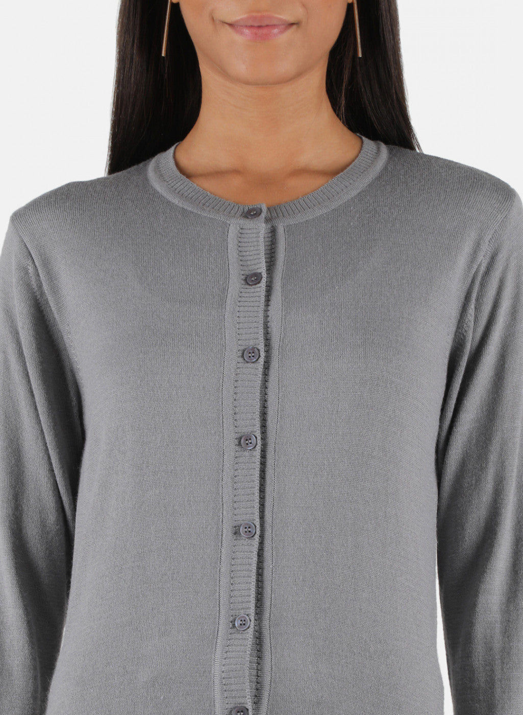 Women Grey Solid Cardigan