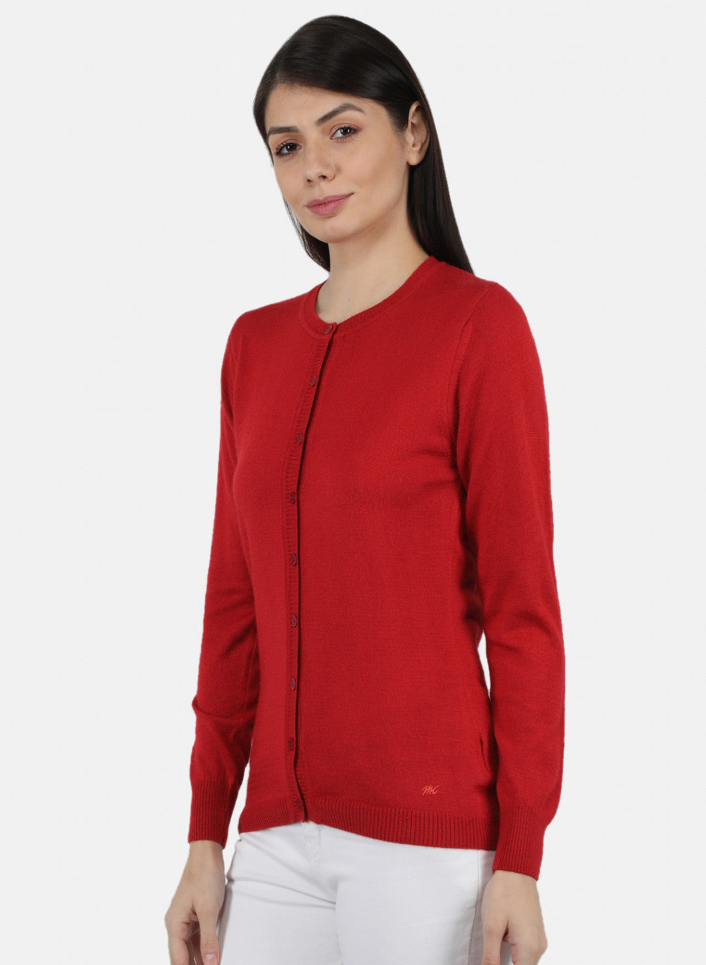 Women Red Solid Cardigan