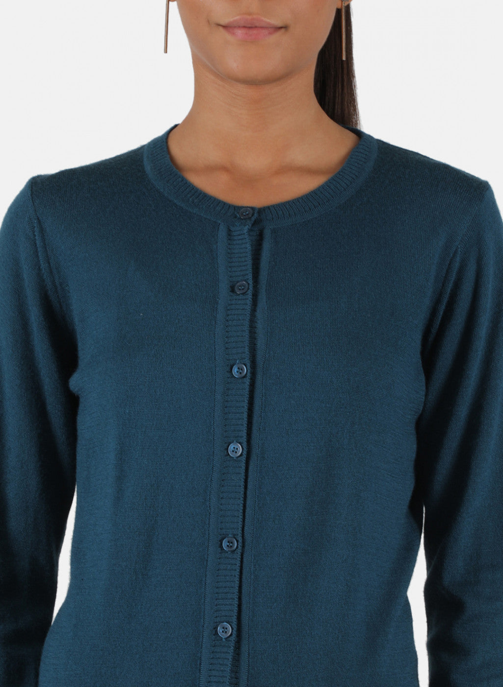 Women Blue Solid Cardigan