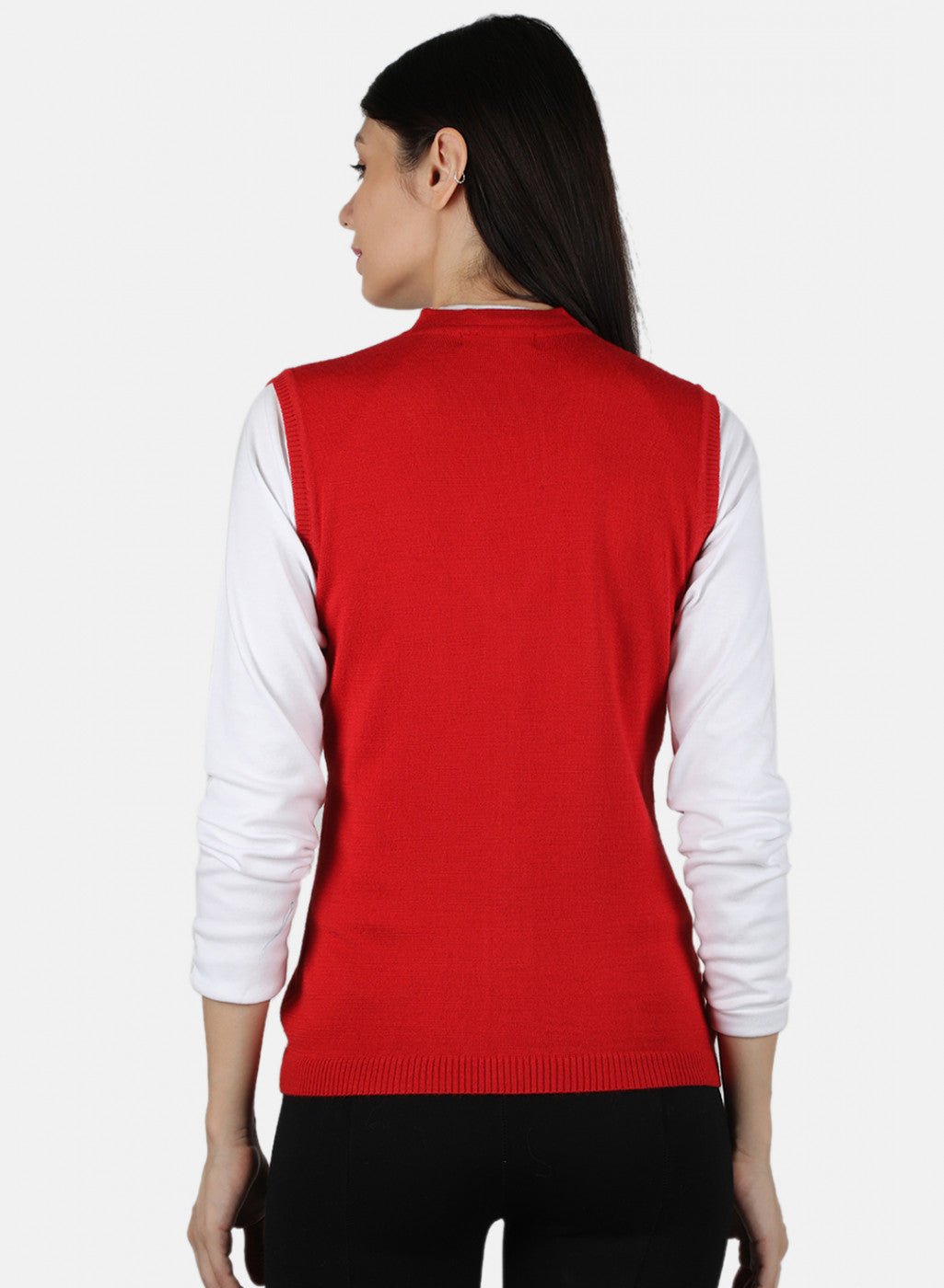 Women Red Solid Cardigan