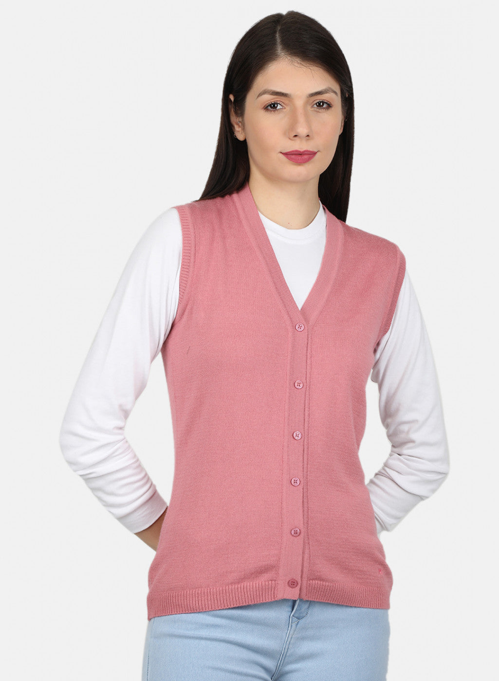 Women Pink Solid Cardigan