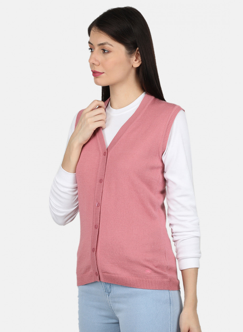 Women Pink Solid Cardigan