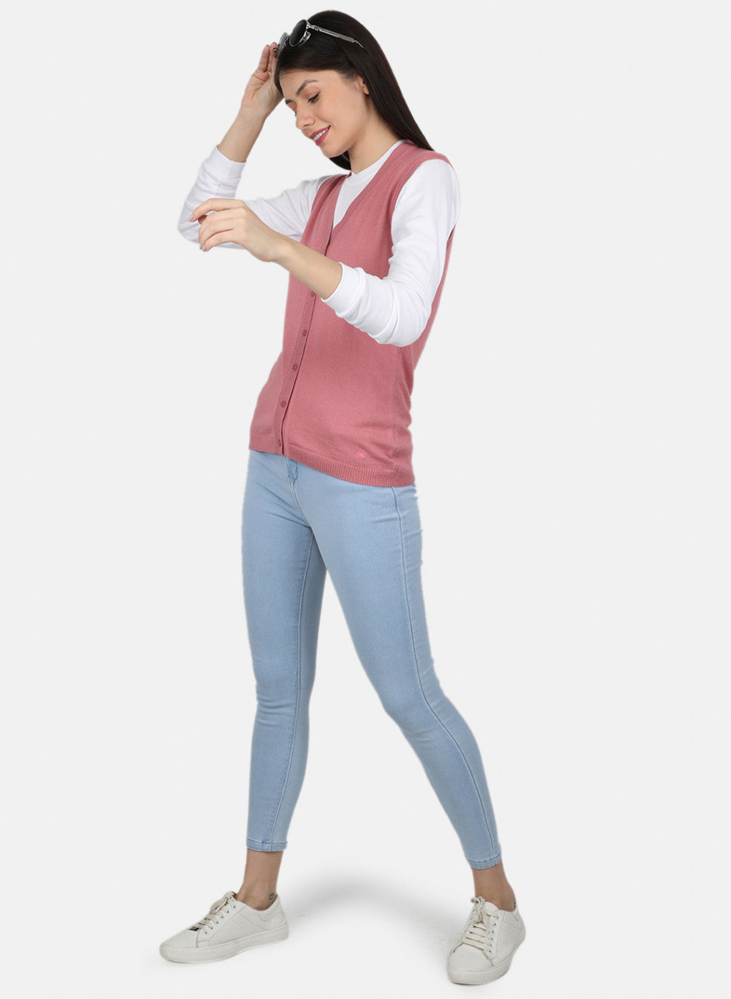 Women Pink Solid Cardigan