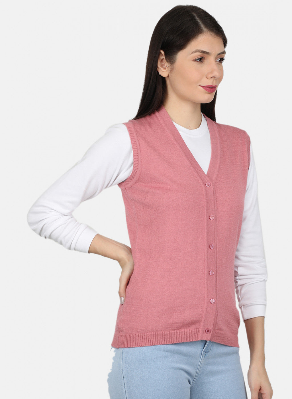 Women Pink Solid Cardigan