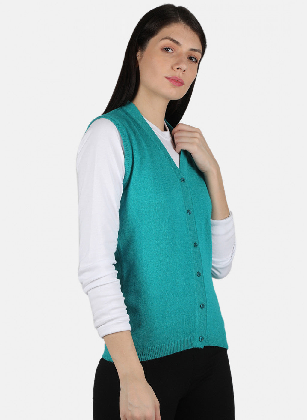 Women Green Solid Cardigan