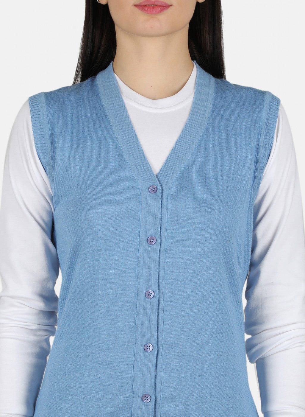 Women Blue Solid Cardigan