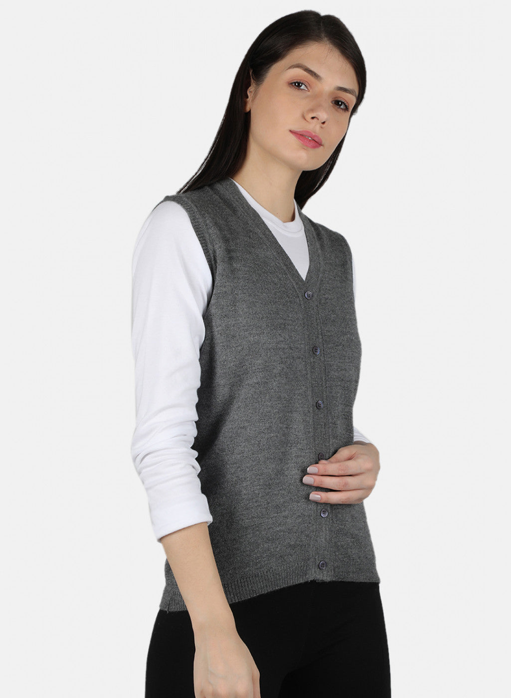 Women Grey Solid Cardigan