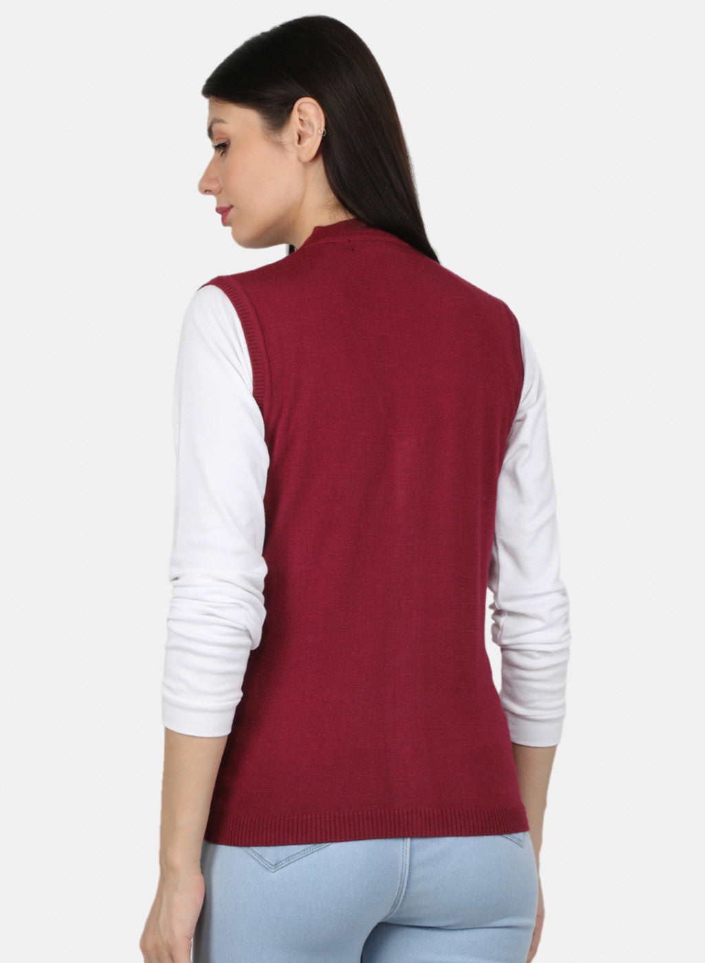 Women Maroon Solid Cardigan