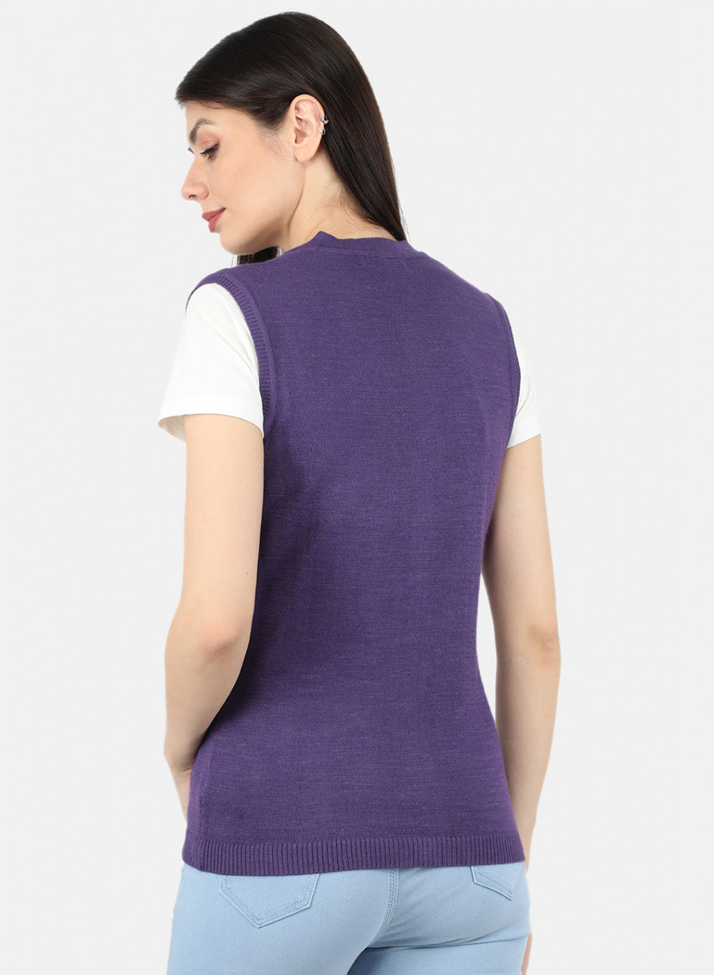 Women Purple Solid Cardigan