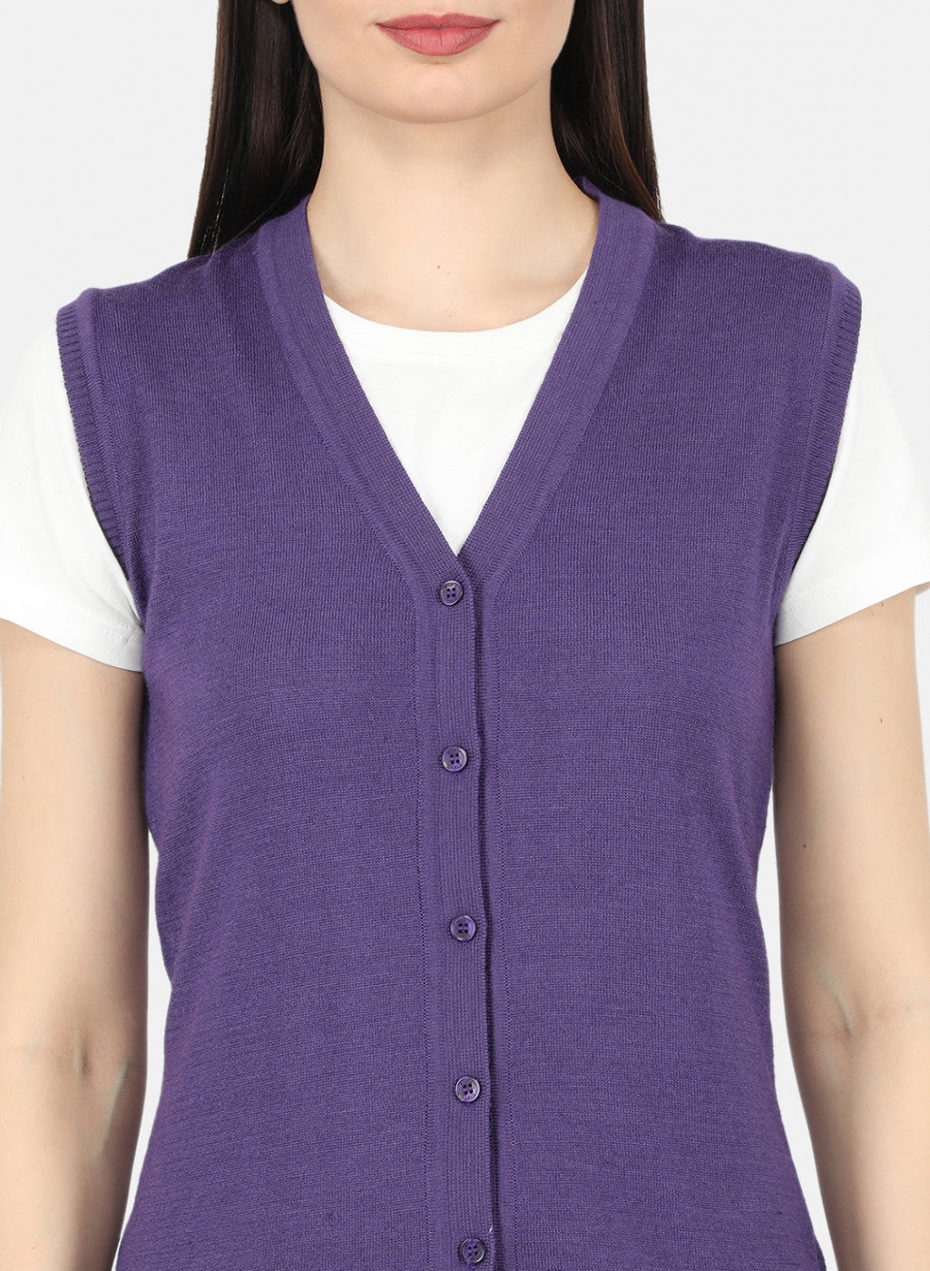 Women Purple Solid Cardigan