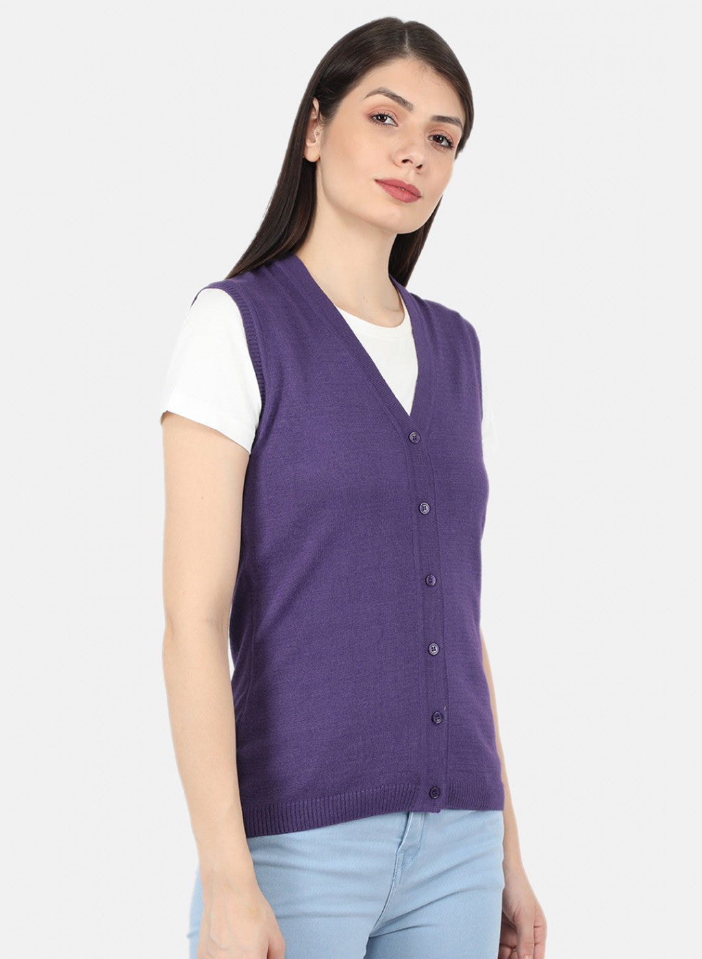 Women Purple Solid Cardigan