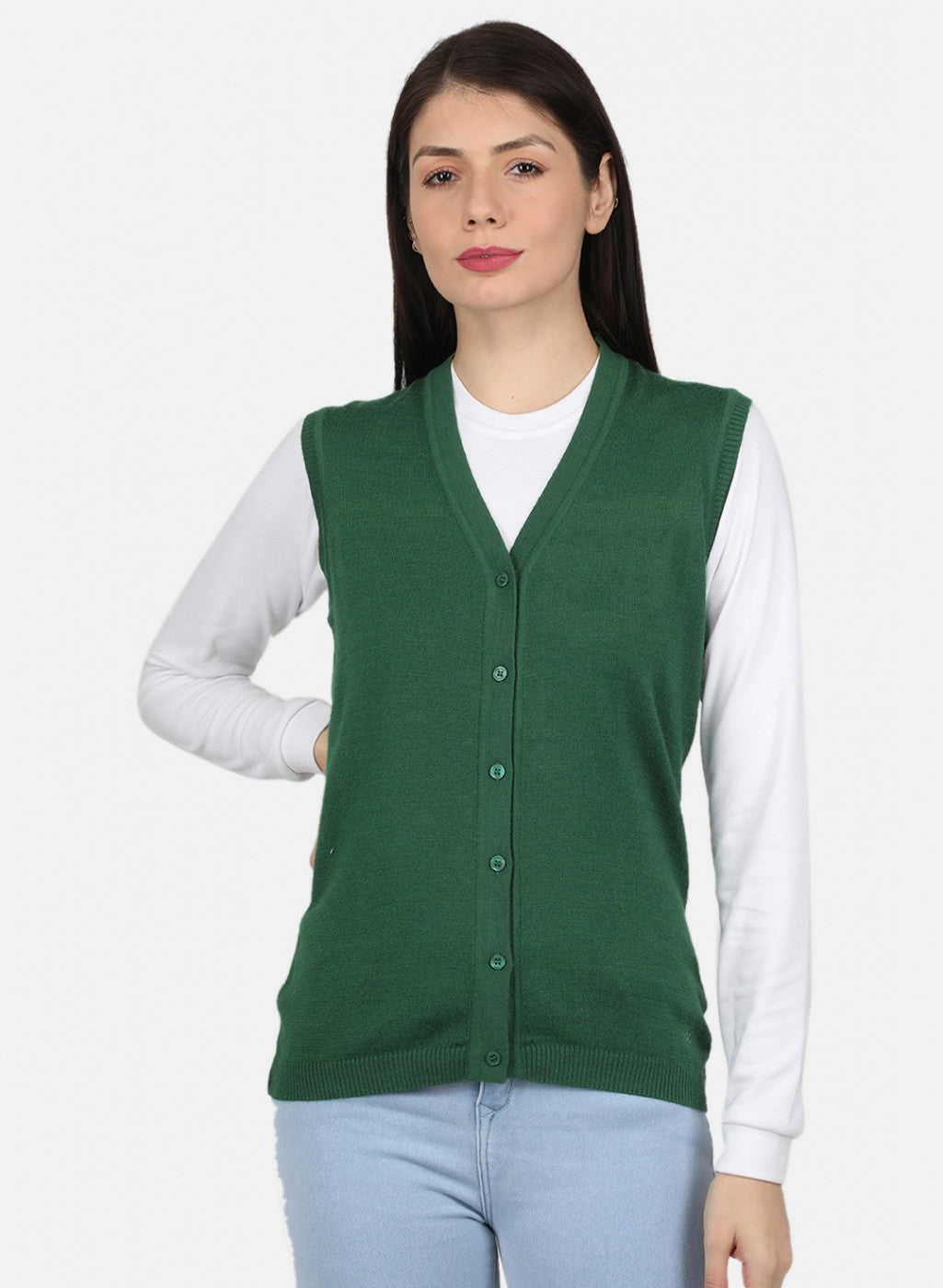 Women Green Solid Cardigan