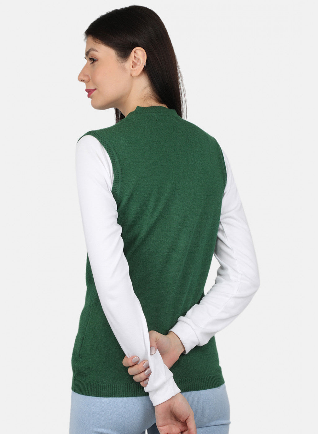 Women Green Solid Cardigan