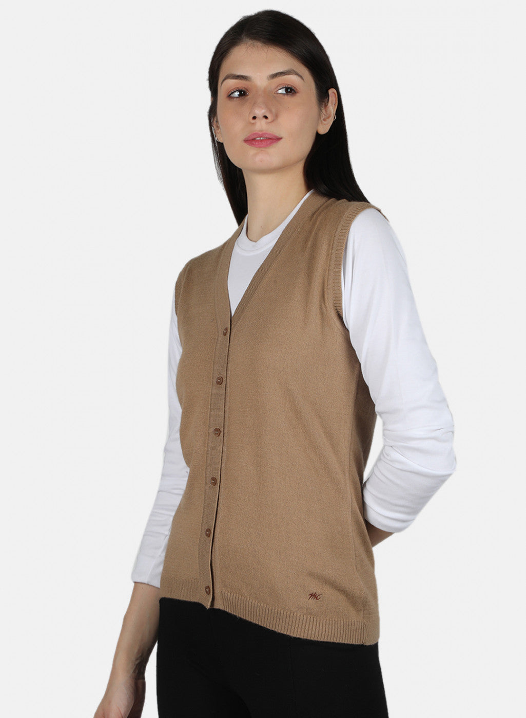 Women Camel Brown Solid Cardigan