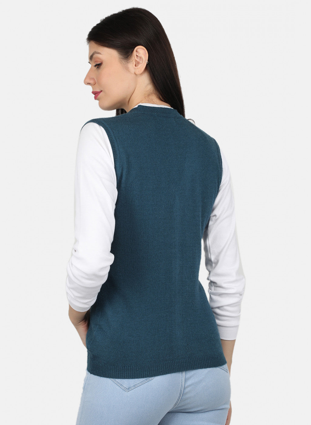 Women Blue Solid Cardigan