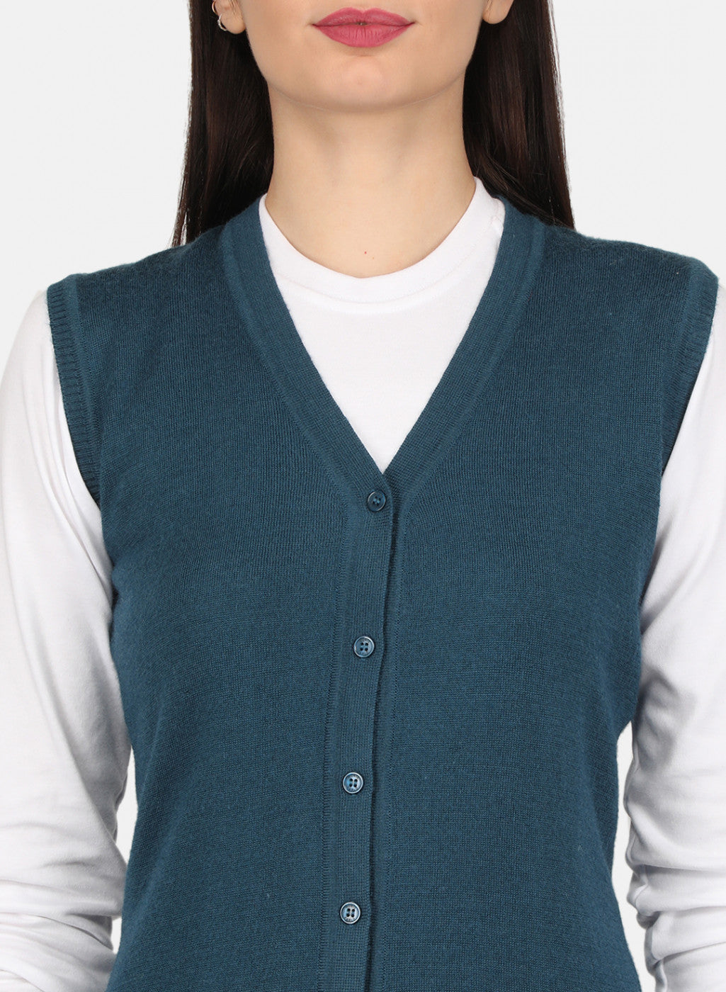 Women Blue Solid Cardigan