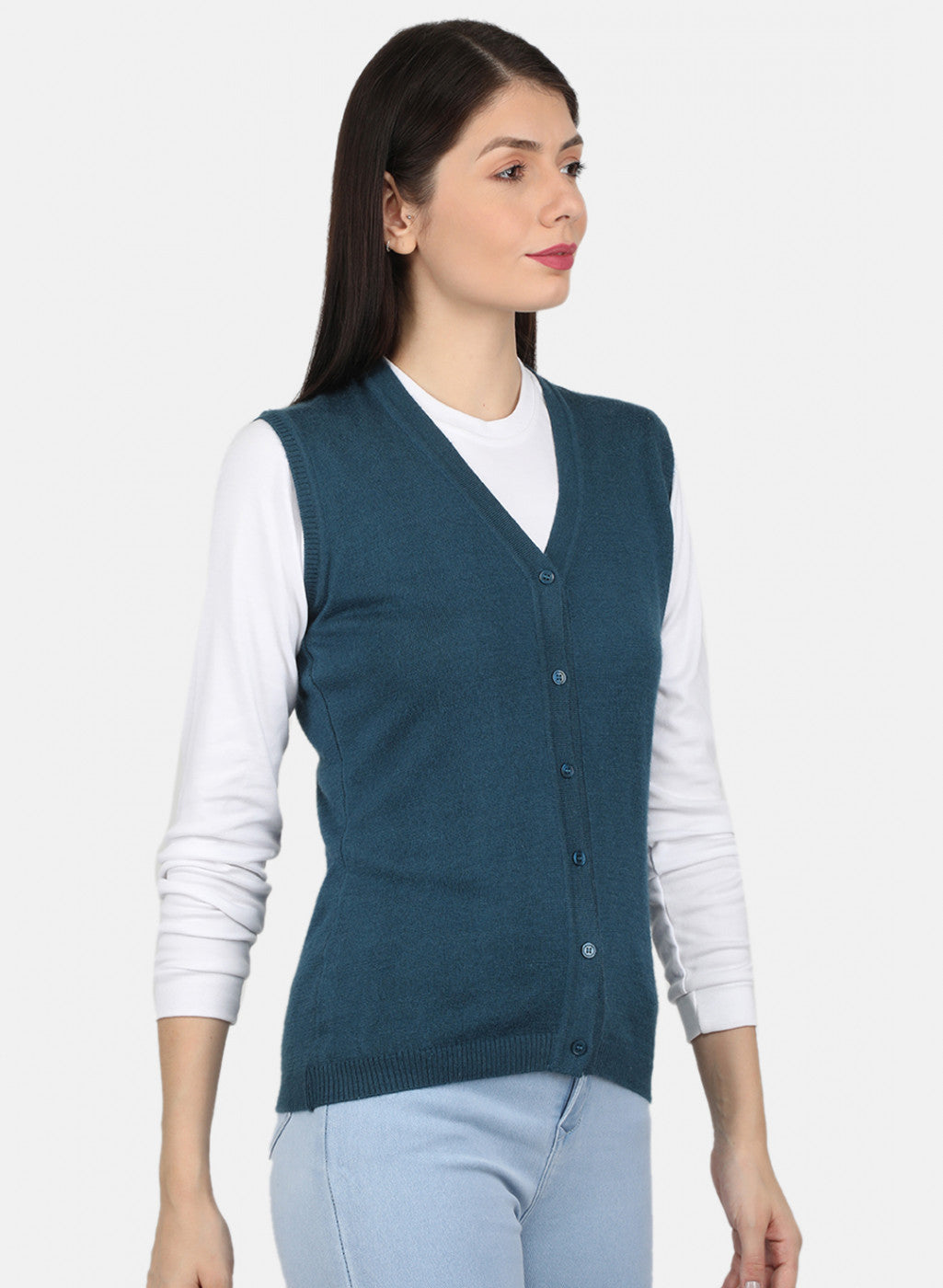 Women Blue Solid Cardigan